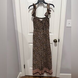 Francesca's Collections Floral Jumpsuit - Black and Brown